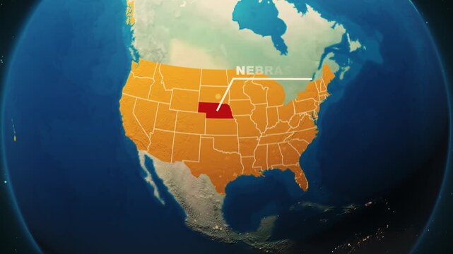 United States Map Animation &ndash; Nebraska State Highlight