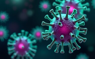 A high-resolution microscopic image of immune cells glowing in green and purple, symbolizing AI-powered immunology research, futuristic medicine, and biotechnology advancements. High quality