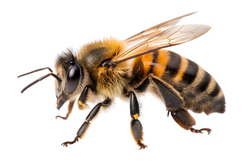 Detailed Honey Bee Close Up Transparent Background Insect Pollination