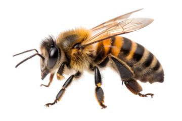Detailed Honey Bee Close Up Transparent Background Insect Pollination