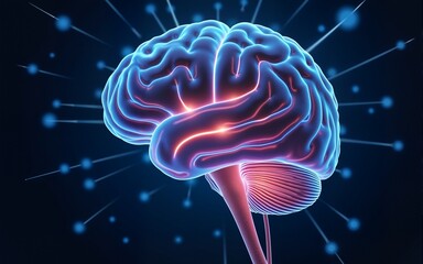 brain power or neurology, graphic of brain presenting. abstract illustration of information technology in medicine, biotechnology. High quality