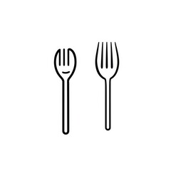 Stylish line art of a simple spoon and fork icon representing dining eating and food service concepts  The minimalist graphic design is versatile for use in menus branding marketing