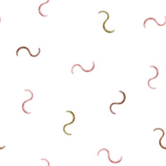 A seamless watercolor pattern of bows and ribbons. Cute bows made from colored pencils. A simple pattern with doodles and knots. An elegant, festive seamless pattern with bows.