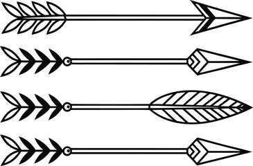 Fototapeta premium Arrow Set Design in Outline Strokes. Outline Arrow Icon Collection. Minimal Arrow Line Art Set. Direction and Navigation Arrow Pack. Thin Line Arrow Symbol Collection. Outline Stroke Arrow Elements