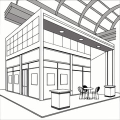Two Story Trade Show Booth Design Rendering