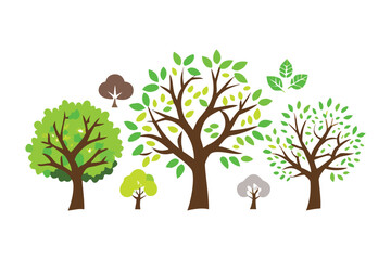 Vibrant Green Trees: A collection of various trees with lush green foliage showcase the beauty and diversity of the natural world, representing growth, life, and the environment. 