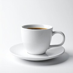 Obraz premium Elegant White Coffee Cup on Saucer - A Minimalist Still Life.