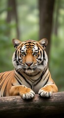 Obraz premium Majestic Bengal tiger close-up in natural habitat