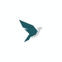 Fototapeta premium Abstract Geometric Origami Bird Flying Freedom Logo Vector Design.