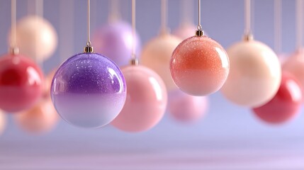 Elegant Hanging Ornaments with Soft Pastel Colors and Sparkles
