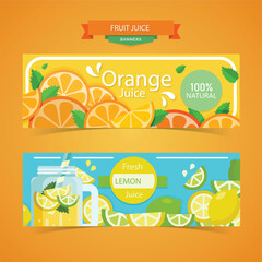 Fantastic banners with orange juice 
