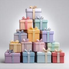 Colorful Gift Boxes in Various Sizes Arranged in a Stack