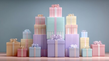 Colorful Gift Boxes Stacked in a Playful Arrangement for Celebration