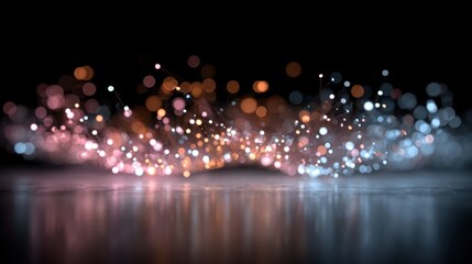 Colorful bokeh lights with abstract patterns on dark background