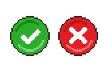 Pixel art Approval and Rejection Icons game asset design
