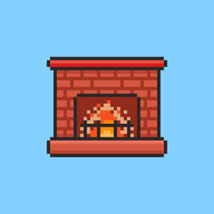 Pixel art Christmas Fireplace game asset design