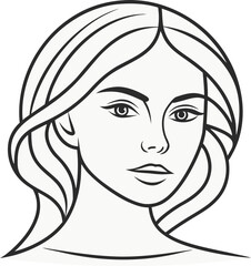 Elegant Woman Face Illustration. Minimal Female Face Line Art. Beauty Woman Portrait Outline. Modern Woman Face Silhouette. Abstract Female Face Design. Simple Woman Profile Drawing. Fashion Woman