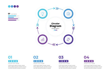 Modern minimalist, elegant, clean circular steps editable infographic design template
