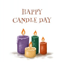 Happy candle day poster minimalist art