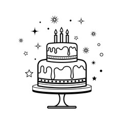 Birthday Cake Icon – Celebration, Party, and Dessert Illustration with Candle