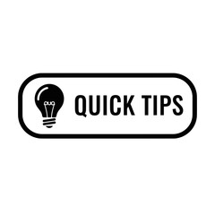 Quick Tips Icon – Light Bulb Idea and Knowledge Advice Symbol 