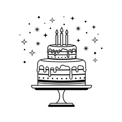 Birthday Cake Icon – Celebration, Party, and Dessert Illustration with Candle