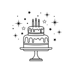 Birthday Cake Icon – Celebration, Party, and Dessert Illustration with Candle