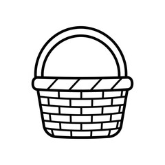 Wicker Basket Icon – Handwoven Storage, Picnic, and Market Basket Illustration