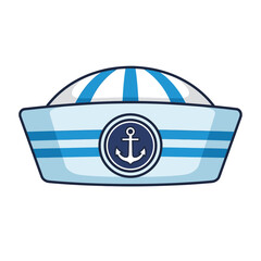 Sailor Hat Icon – Nautical Navy Cap with Anchor Symbol Illustration