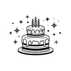 Birthday Cake Icon – Celebration, Party, and Dessert Illustration with Candle