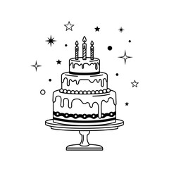 Birthday Cake Icon – Celebration, Party, and Dessert Illustration with Candle