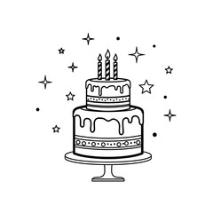 Birthday Cake Icon – Celebration, Party, and Dessert Illustration with Candle