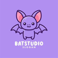 Cartoon bat with endearing facial expression branding logo