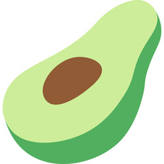 Healthy Green Avocado Half with Brown Seed Isolated on Transparent Background a Fresh Organic Fruit Slice
