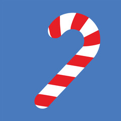 Striped candy cane vector icon. Isolated flat cartoon illustration of a red and white Christmas sweet treat