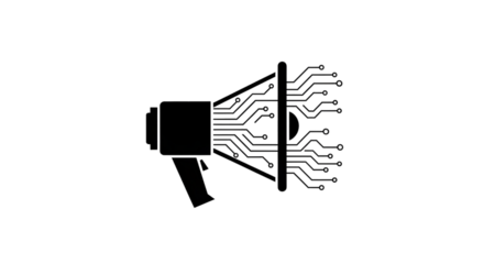 Black megaphone with digital circuit design