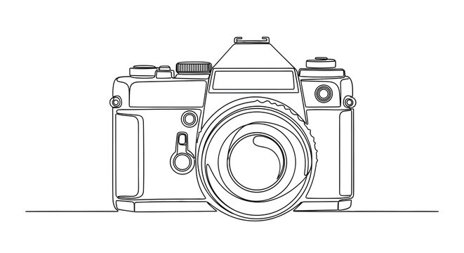 Minimalist Line Drawing of a Camera