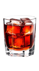 glass with negroni cocktail isolated on transparent background. Alcoholic drink, design element for restaurant or bar. Design element for menu.