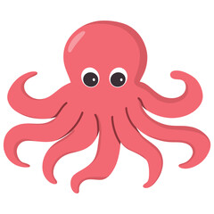 Cartoon illustration of a red octopus 
