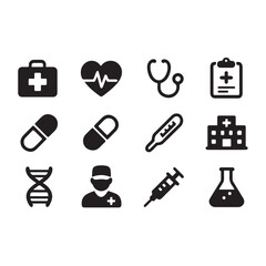 Medical and health care icon set for hospital and pharmacy design