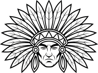 Apache Head Illustration Design. Native American Apache Head Art. Tribal Apache Warrior Face Design. Traditional Apache Chief Illustration. Cultural Apache Head Drawing. Heritage Tribal Apache