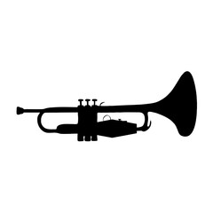 Naklejka premium Shiny gold brass trumpet isolated on white background, a musical instrument for jazz and orchestra music