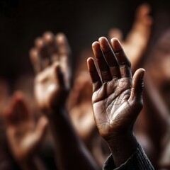 Hands Raised in Unity and Expression of Hope and Solidarity