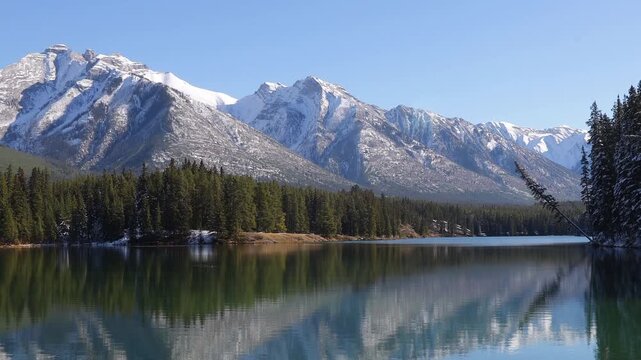 Johnson Lake Banff Alberta Canada static shot