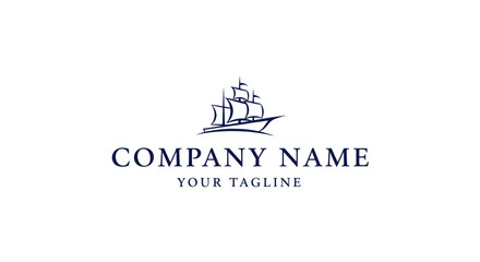 Elegant Sailing Ship Logo Design for Maritime Business.