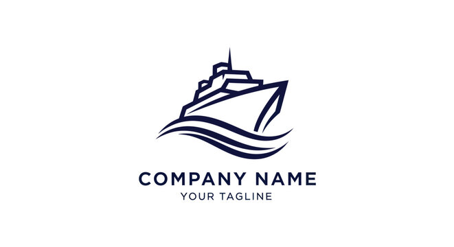 Elegant cruise ship logo design for travel and tourism company.