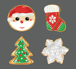 Vintage Christmas Biscuits Set – Festive Cookie Clipart