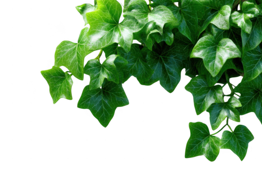 Vibrant green ivy leaves clustered together isolated on transparent background