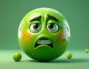 Sad, sweaty green emoticon