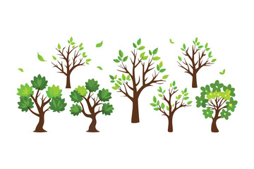 Nature's Sketch: A vibrant tableau of stylized trees, each meticulously crafted with intricate detail. A visual symphony of life. 